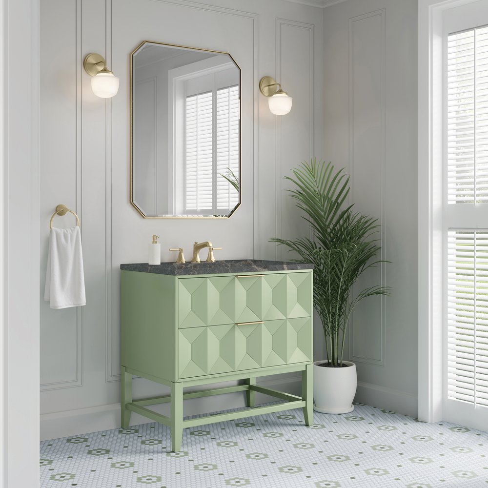 James Martin - Emmeline 36" Single Vanity, Pistachio w/ 3 CM Parisien Bleu Top - D100-V36-PST-3PBL view 4