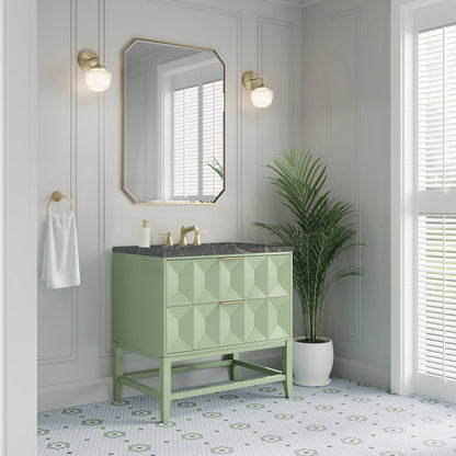 James Martin - Emmeline 36" Single Vanity, Pistachio w/ 3 CM Parisien Bleu Top - D100-V36-PST-3PBL view 4