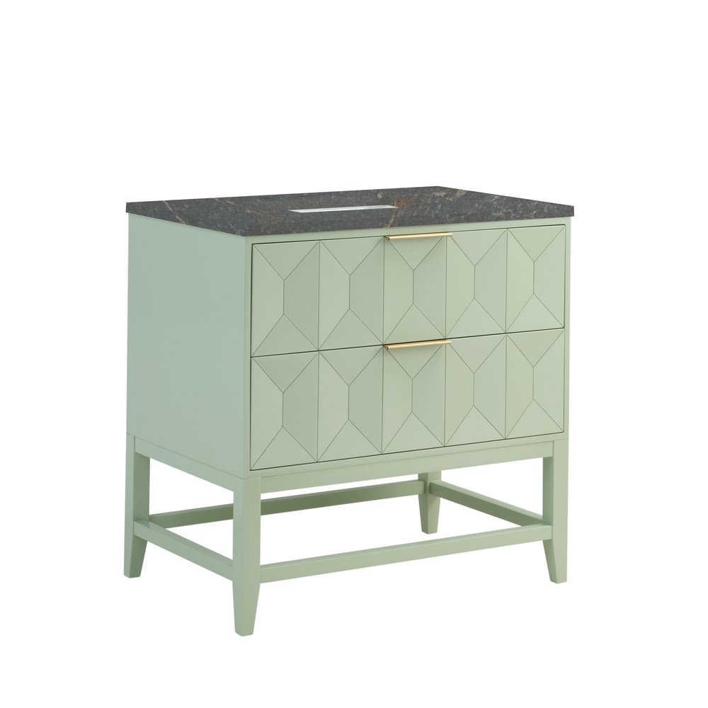 James Martin - Emmeline 36" Single Vanity, Pistachio w/ 3 CM Parisien Bleu Top - D100-V36-PST-3PBL view 10