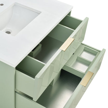 James Martin - Emmeline 36" Single Vanity, Pistachio w/ 3 CM Parisien Bleu Top - D100-V36-PST-3PBL view 14