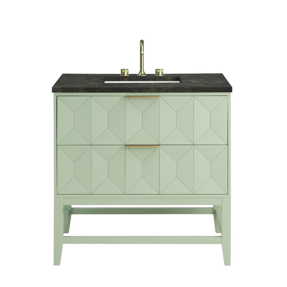 James Martin - Emmeline 36" Single Vanity, Pistachio, w/ 3 CM Phantome Eclos Top - D100-V36-PST-3PHT view 1