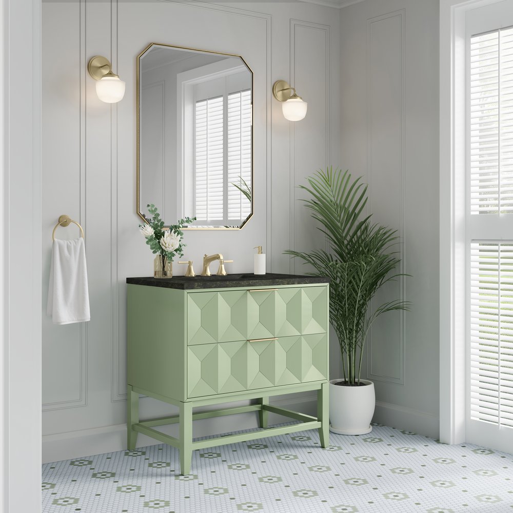 James Martin - Emmeline 36" Single Vanity, Pistachio, w/ 3 CM Phantome Eclos Top - D100-V36-PST-3PHT view 4