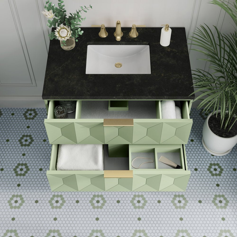 James Martin - Emmeline 36" Single Vanity, Pistachio, w/ 3 CM Phantome Eclos Top - D100-V36-PST-3PHT view 5