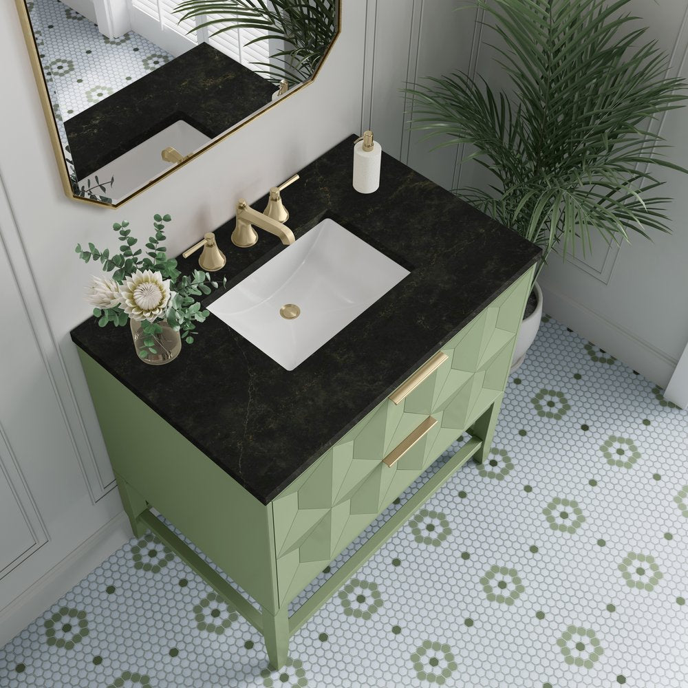 James Martin - Emmeline 36" Single Vanity, Pistachio, w/ 3 CM Phantome Eclos Top - D100-V36-PST-3PHT view 7
