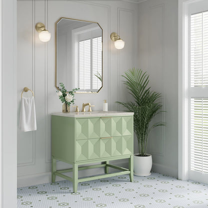 James Martin - Emmeline 36" Single Vanity, Pistachio, w/ 3 CM Siberian Silestone Top - D100-V36-PST-3SFR view 4