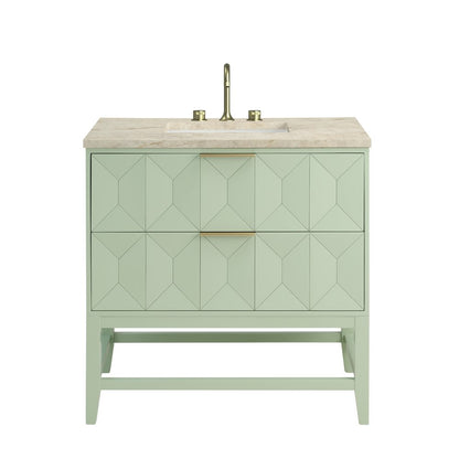 James Martin - Emmeline 36" Single Vanity, Pistachio, w/ 3 CM Tajnar Eclos Top - D100-V36-PST-3TJR view 1