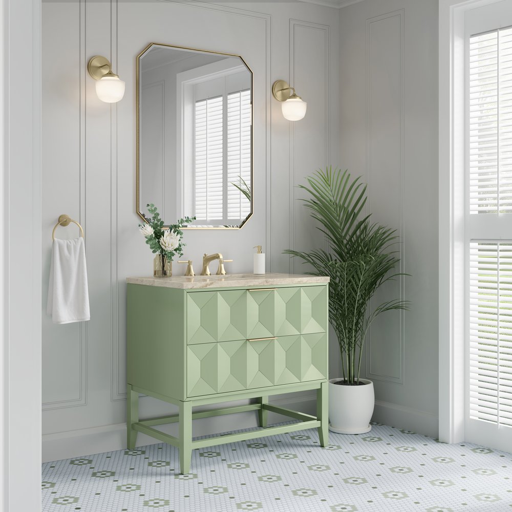 James Martin - Emmeline 36" Single Vanity, Pistachio, w/ 3 CM Tajnar Eclos Top - D100-V36-PST-3TJR view 4