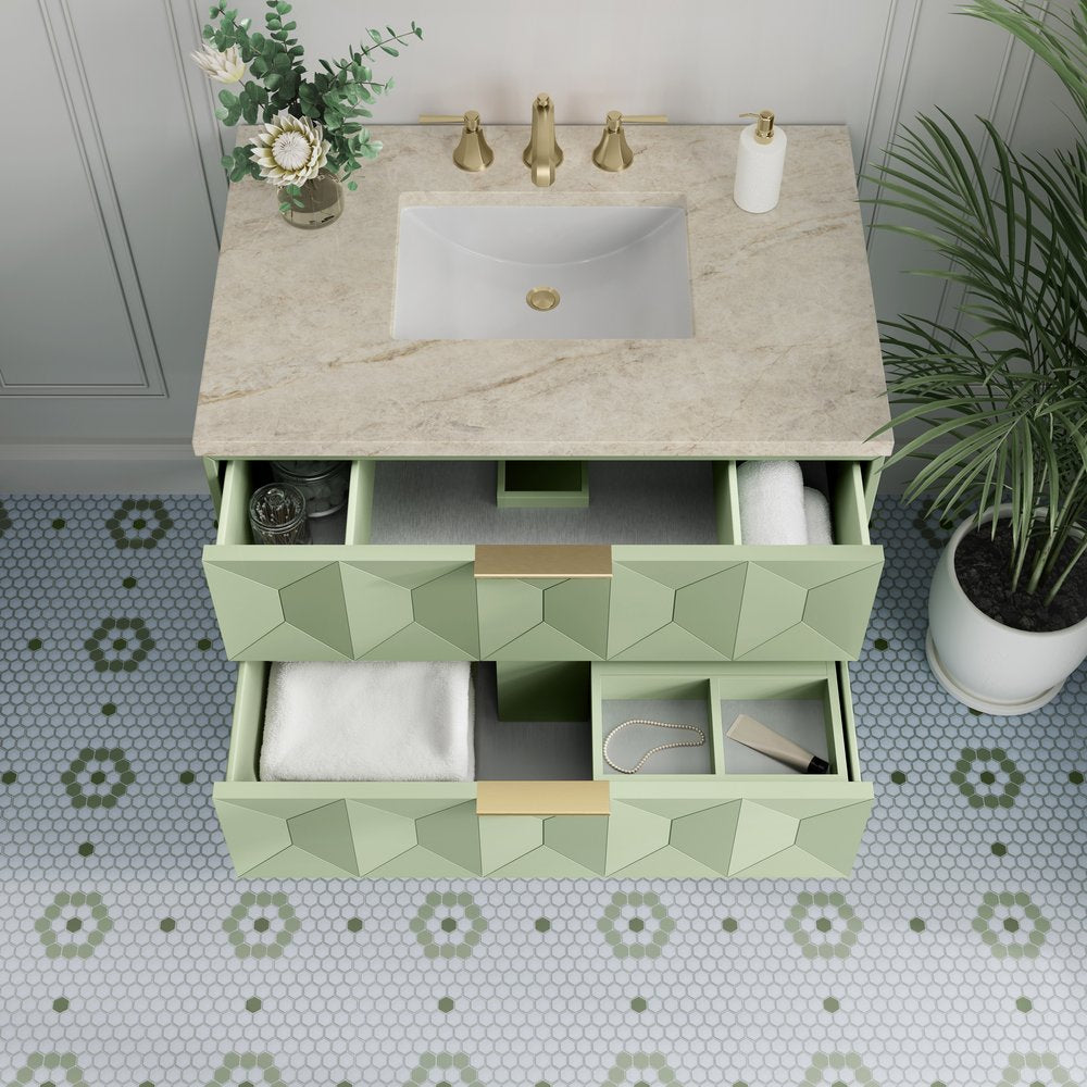 James Martin - Emmeline 36" Single Vanity, Pistachio, w/ 3 CM Tajnar Eclos Top - D100-V36-PST-3TJR view 5
