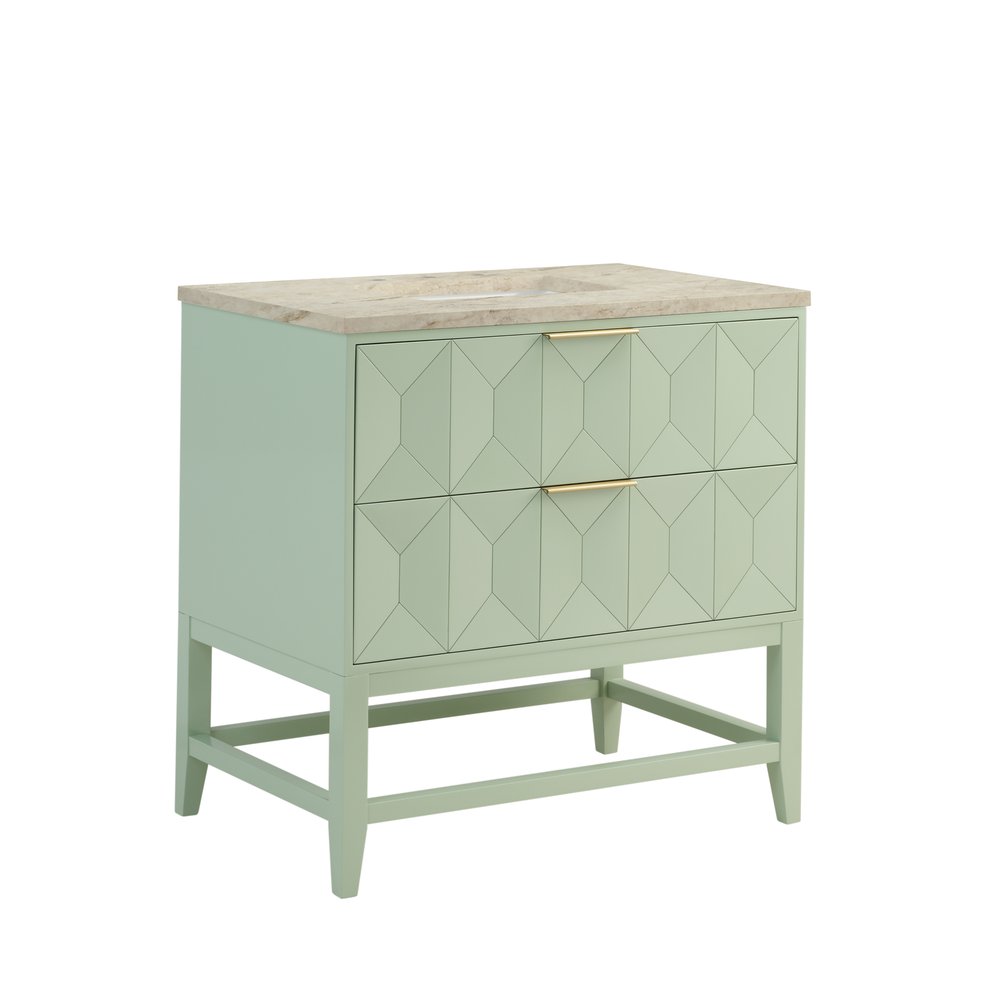 James Martin - Emmeline 36" Single Vanity, Pistachio, w/ 3 CM Tajnar Eclos Top - D100-V36-PST-3TJR view 9