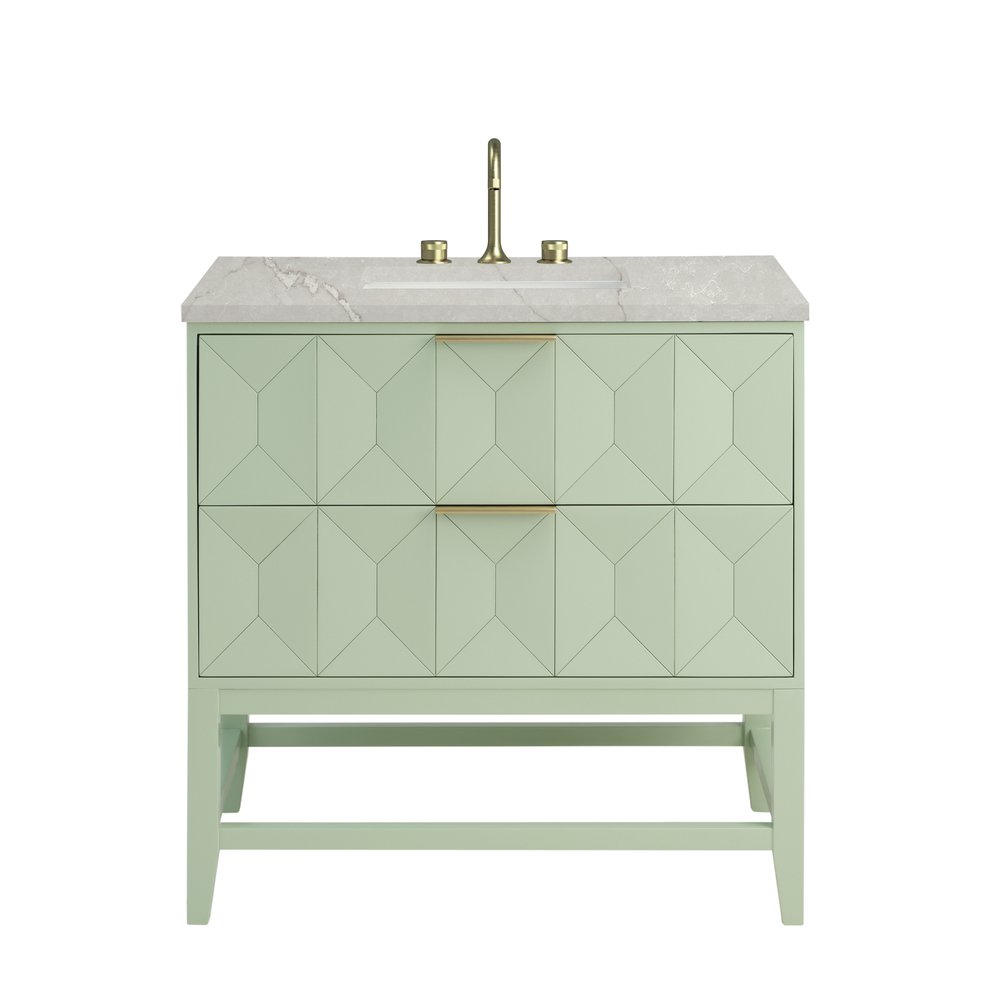 James Martin - Emmeline 36" Single Vanity, Pistachio w/ 3 CM Victorian Silver Top - D100-V36-PST-3VSL view 1
