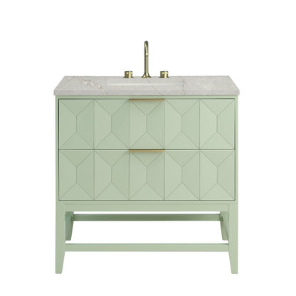 James Martin - Emmeline 36" Single Vanity, Pistachio w/ 3 CM Victorian Silver Top - D100-V36-PST-3VSL view 1