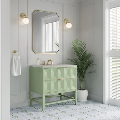 James Martin - Emmeline 36" Single Vanity, Pistachio w/ 3 CM Victorian Silver Top - D100-V36-PST-3VSL view 4