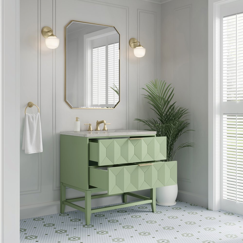 James Martin - Emmeline 36" Single Vanity, Pistachio w/ 3 CM Victorian Silver Top - D100-V36-PST-3VSL view 5