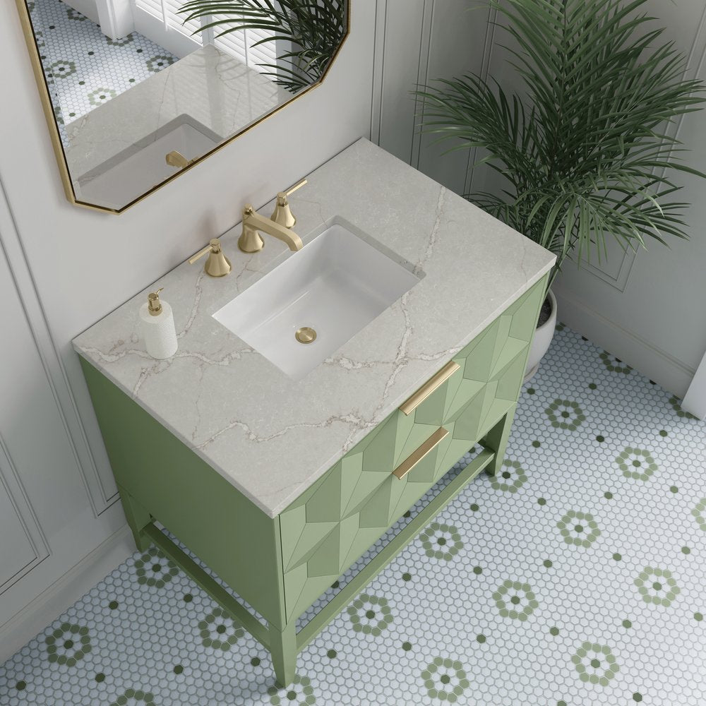 James Martin - Emmeline 36" Single Vanity, Pistachio w/ 3 CM Victorian Silver Top - D100-V36-PST-3VSL view 7