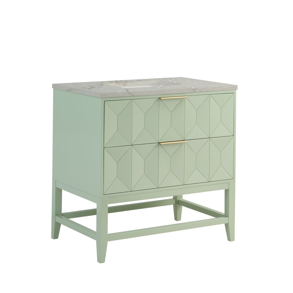 James Martin - Emmeline 36" Single Vanity, Pistachio w/ 3 CM Victorian Silver Top - D100-V36-PST-3VSL view 10
