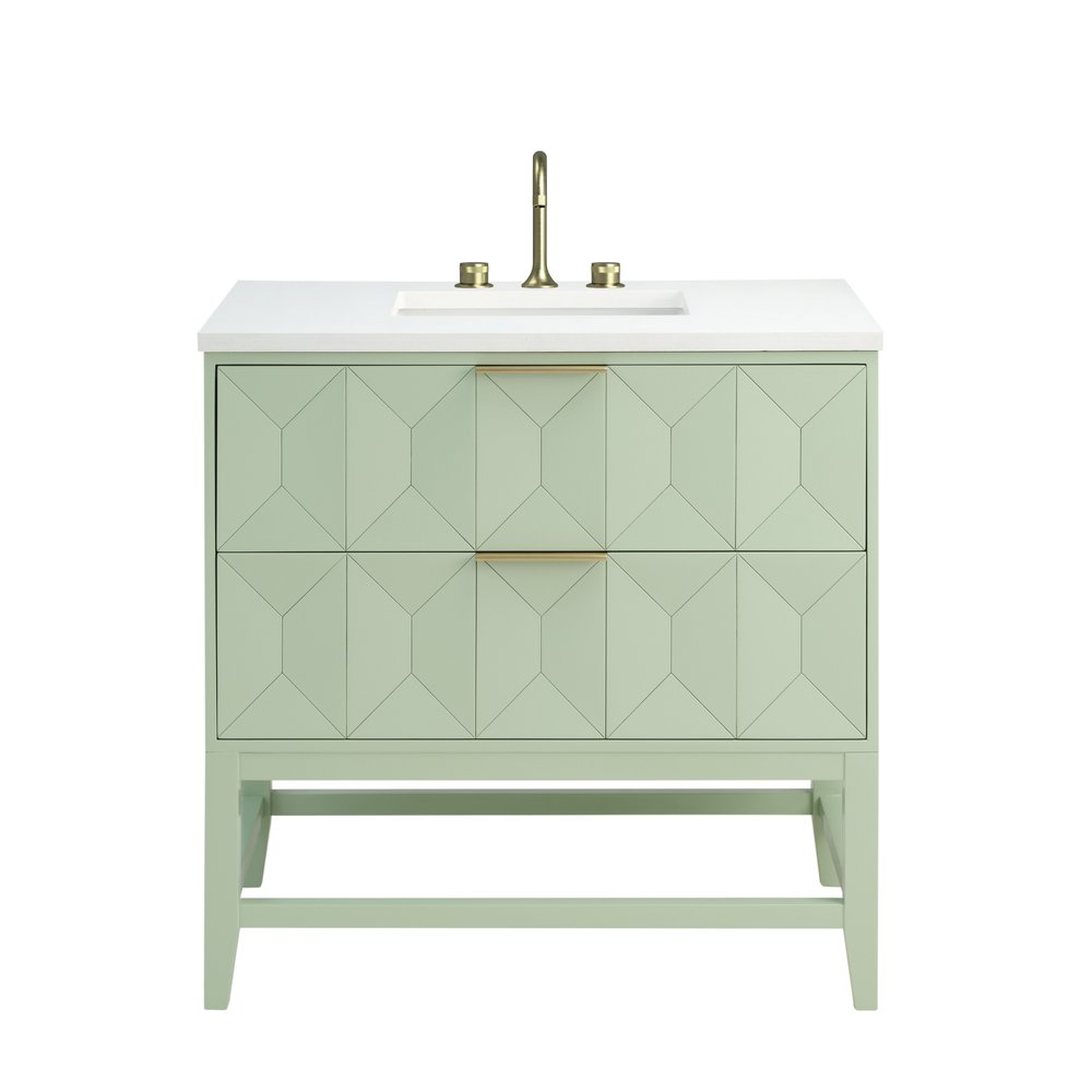 James Martin - Emmeline 36" Single Vanity, Pistachio w/ 3 CM White Zeus Top - D100-V36-PST-3WZ view 1