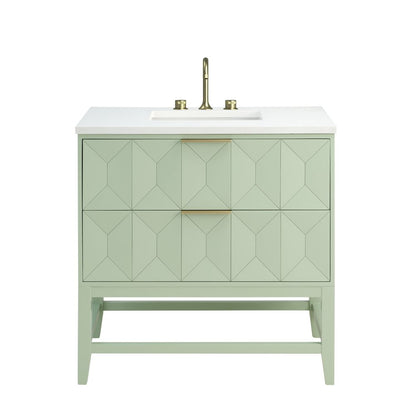 James Martin - Emmeline 36" Single Vanity, Pistachio w/ 3 CM White Zeus Top - D100-V36-PST-3WZ view 1