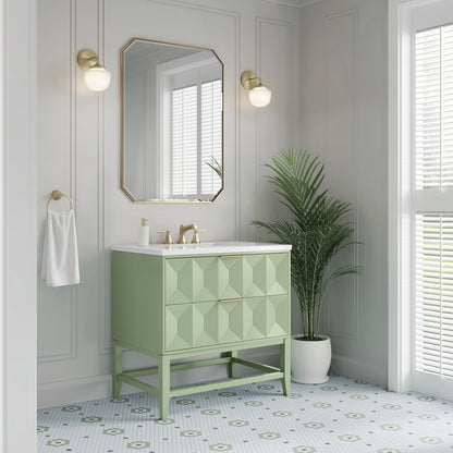 James Martin - Emmeline 36" Single Vanity, Pistachio w/ 3 CM White Zeus Top - D100-V36-PST-3WZ view 4