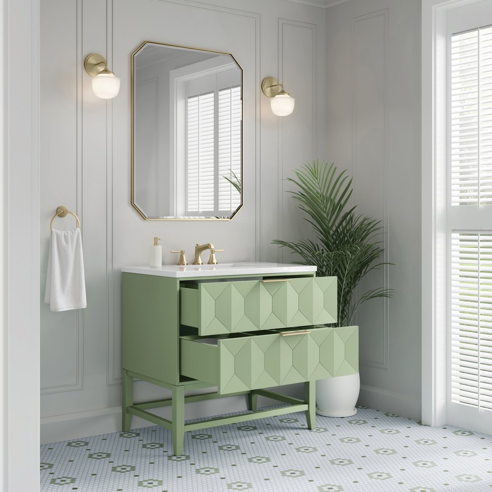 James Martin - Emmeline 36" Single Vanity, Pistachio w/ 3 CM White Zeus Top - D100-V36-PST-3WZ view 5