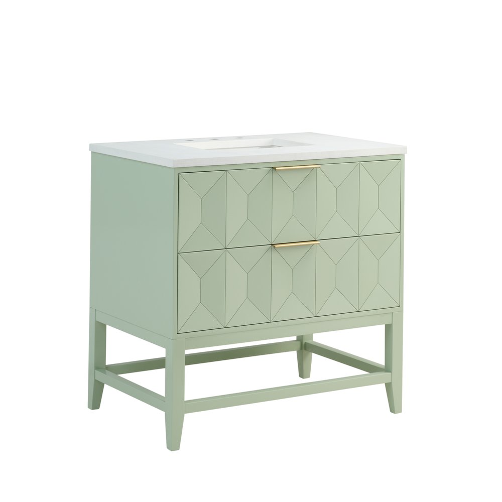 James Martin - Emmeline 36" Single Vanity, Pistachio w/ 3 CM White Zeus Top - D100-V36-PST-3WZ view 11