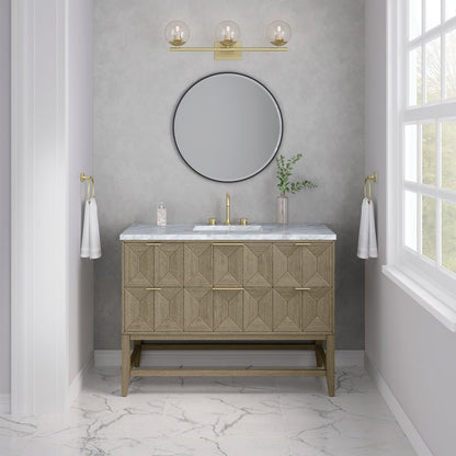 James Martin - Emmeline 48" Single Vanity, Pebble Oak w/ 3 CM Carrara White Marble Top - D100-V48-PBO-3CAR view 3