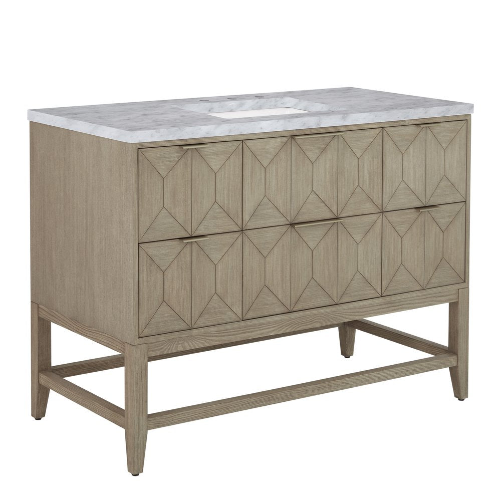 James Martin - Emmeline 48" Single Vanity, Pebble Oak w/ 3 CM Carrara White Marble Top - D100-V48-PBO-3CAR view 9