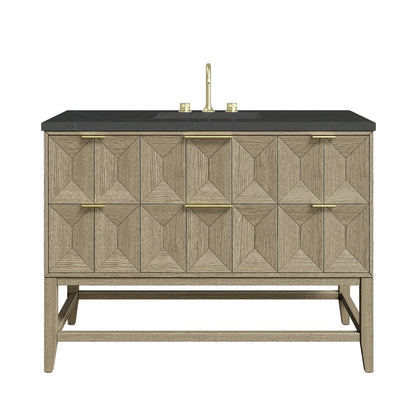 James Martin - Emmeline 48" Single Vanity, Pebble Oak w/ 3 CM Charcoal Soapstone Silestone Top - D100-V48-PBO-3CSP view 1