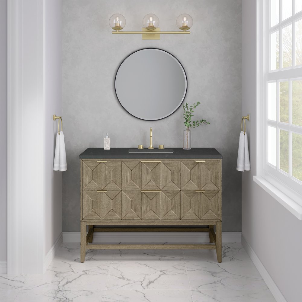 James Martin - Emmeline 48" Single Vanity, Pebble Oak w/ 3 CM Charcoal Soapstone Silestone Top - D100-V48-PBO-3CSP view 3