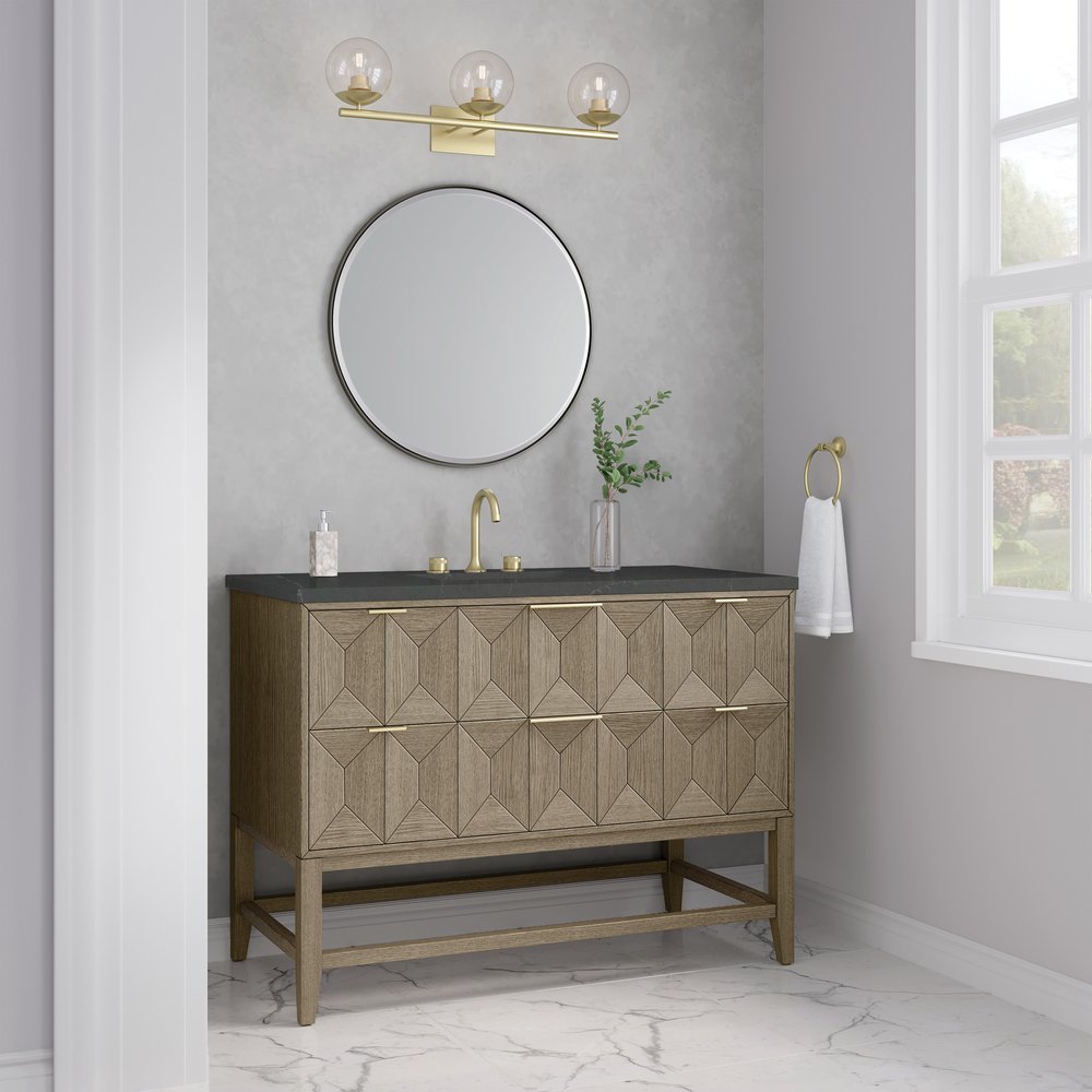 James Martin - Emmeline 48" Single Vanity, Pebble Oak w/ 3 CM Charcoal Soapstone Silestone Top - D100-V48-PBO-3CSP view 4