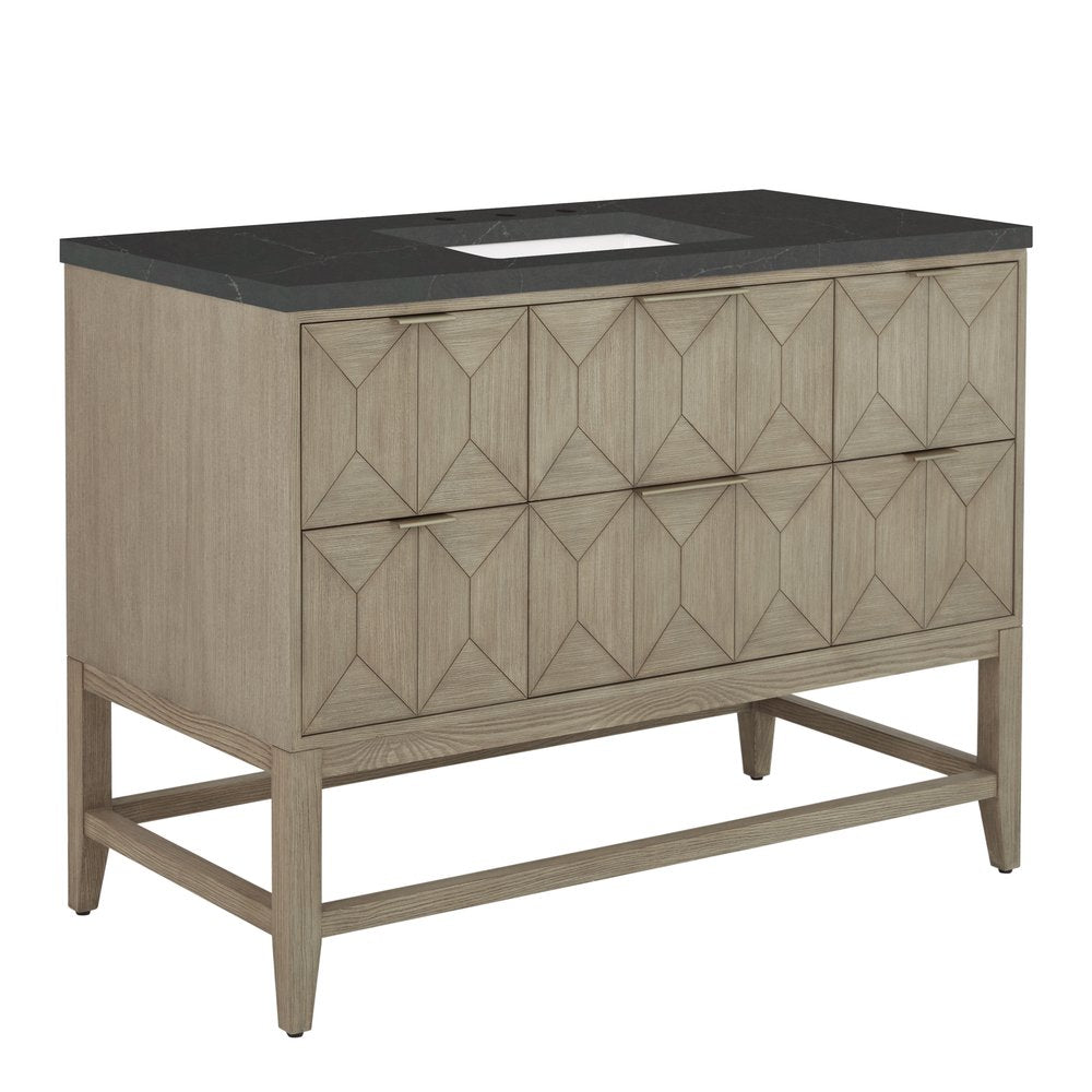 James Martin - Emmeline 48" Single Vanity, Pebble Oak w/ 3 CM Charcoal Soapstone Silestone Top - D100-V48-PBO-3CSP view 9