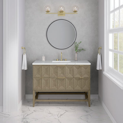 James Martin - Emmeline 48" Single Vanity, Pebble Oak w/ 3 CM Ethereal Noctis Silestone Top - D100-V48-PBO-3ENC view 3