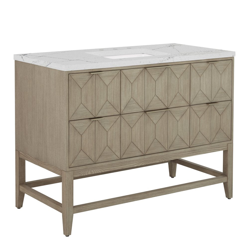 James Martin - Emmeline 48" Single Vanity, Pebble Oak w/ 3 CM Ethereal Noctis Silestone Top - D100-V48-PBO-3ENC view 9