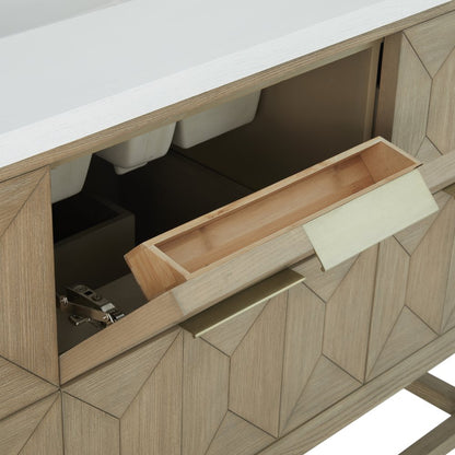 James Martin - Emmeline 48" Single Vanity, Pebble Oak w/ 3 CM Ethereal Noctis Silestone Top - D100-V48-PBO-3ENC view 11