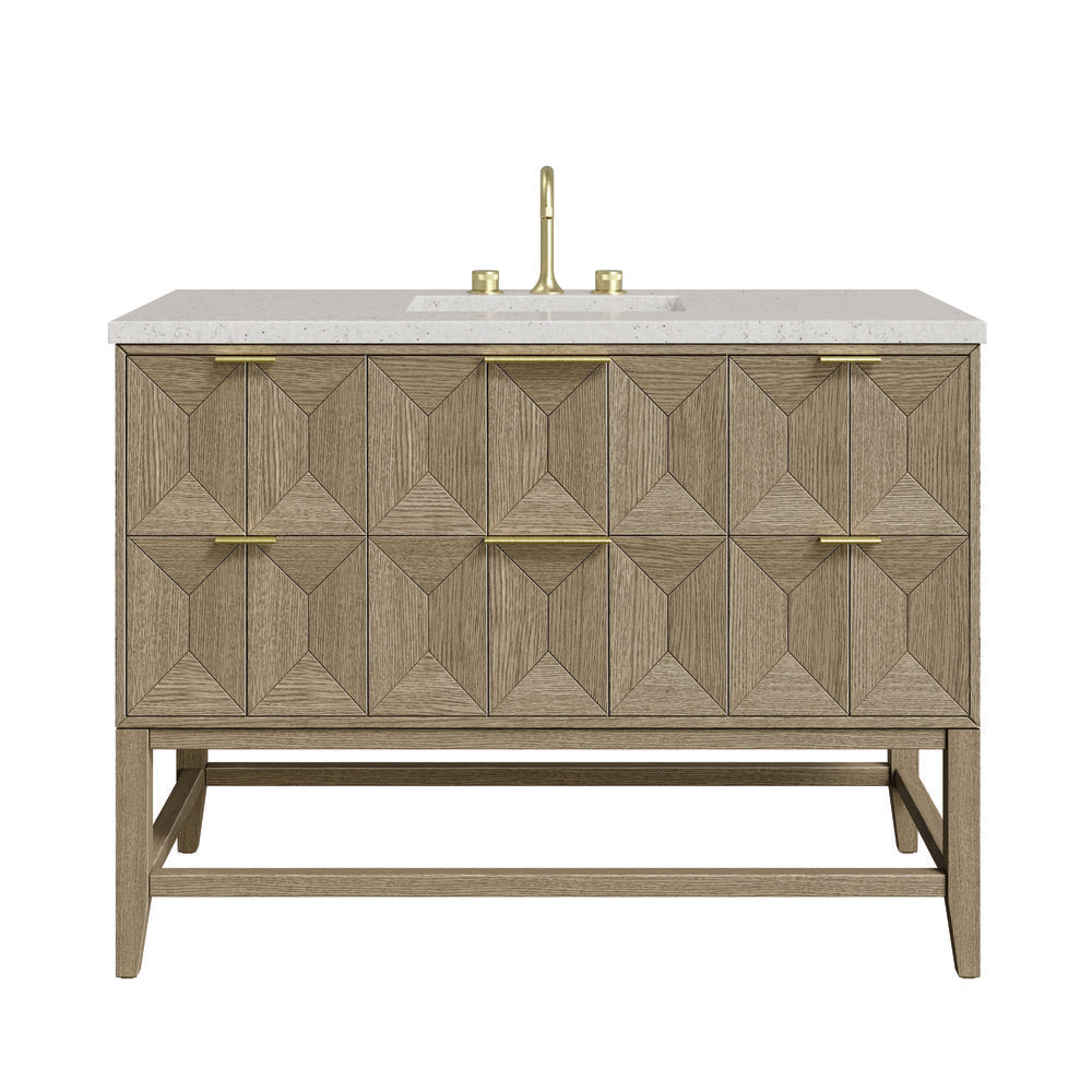 James Martin - Emmeline 48" Single Vanity, Pebble Oak w/ 3 CM Lime Delight Silestone Top - D100-V48-PBO-3LDL view 1