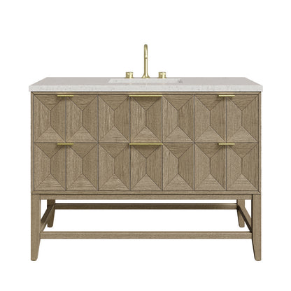 James Martin - Emmeline 48" Single Vanity, Pebble Oak w/ 3 CM Lime Delight Silestone Top - D100-V48-PBO-3LDL view 1