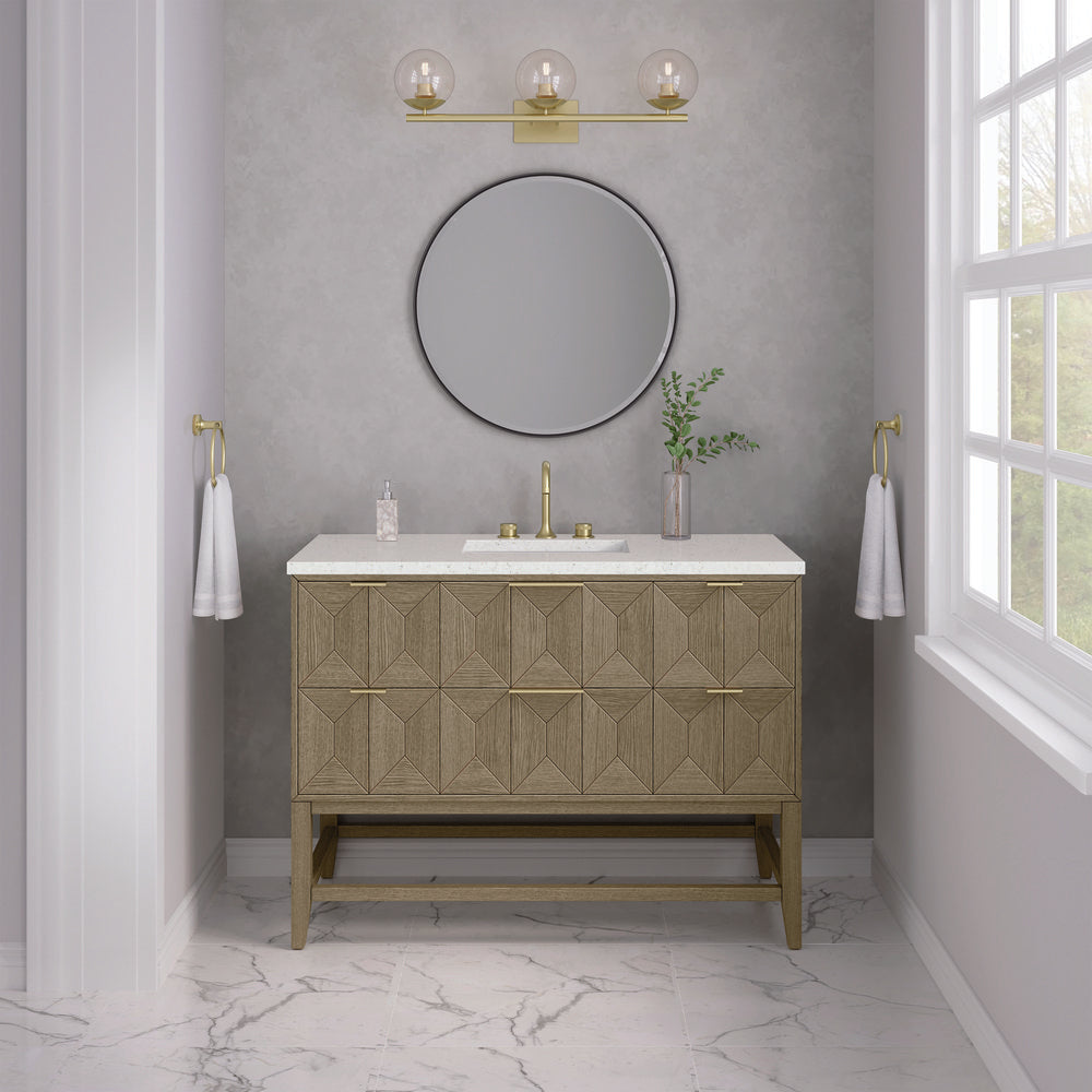 James Martin - Emmeline 48" Single Vanity, Pebble Oak w/ 3 CM Lime Delight Silestone Top - D100-V48-PBO-3LDL view 3