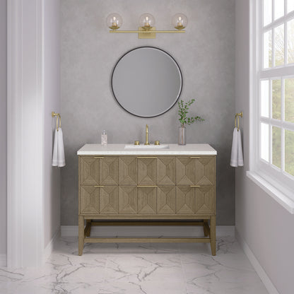 James Martin - Emmeline 48" Single Vanity, Pebble Oak w/ 3 CM Lime Delight Silestone Top - D100-V48-PBO-3LDL view 3