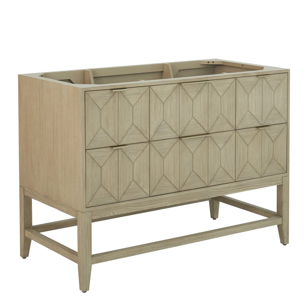James Martin - Emmeline 48" Single Vanity, Pebble Oak w/ 3 CM Parisien Bleu Silestone Top - D100-V48-PBO-3PBL view 2