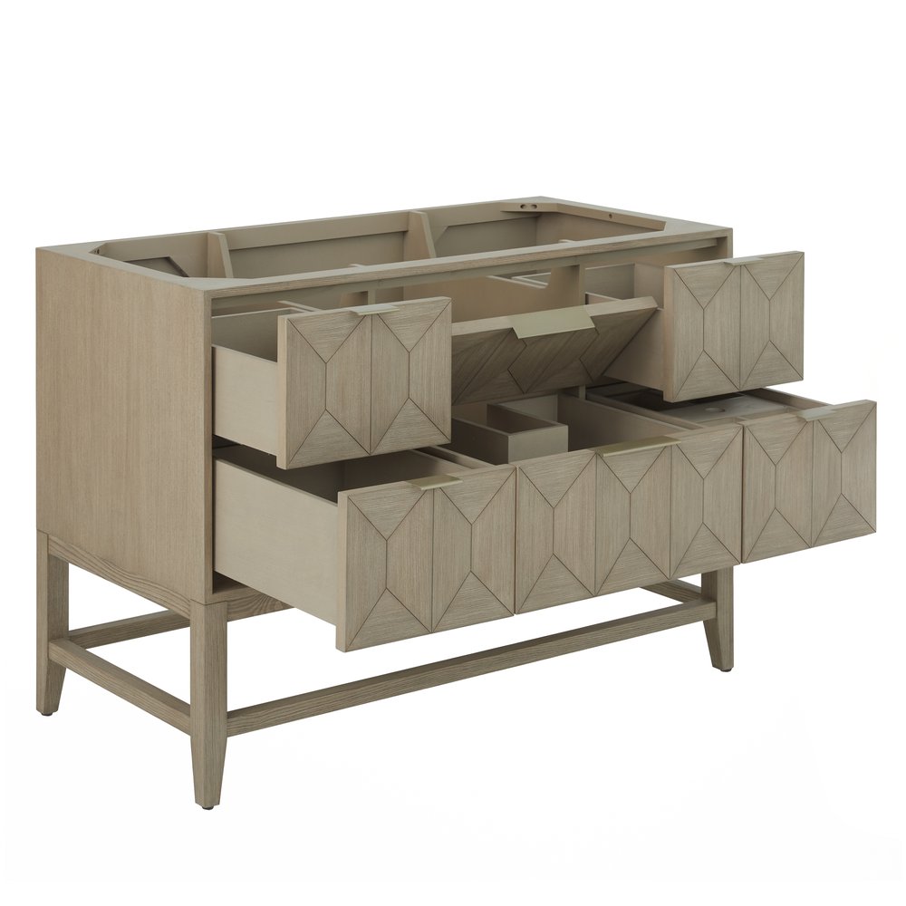 James Martin - Emmeline 48" Single Vanity, Pebble Oak w/ 3 CM Parisien Bleu Silestone Top - D100-V48-PBO-3PBL view 7