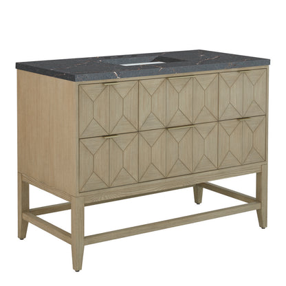 James Martin - Emmeline 48" Single Vanity, Pebble Oak w/ 3 CM Parisien Bleu Silestone Top - D100-V48-PBO-3PBL view 9