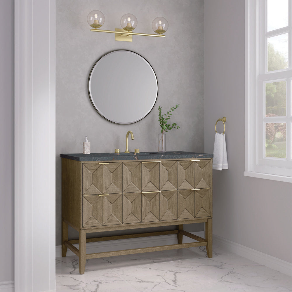 James Martin - Emmeline 48" Single Vanity, Pebble Oak w/ 3 CM Parisien Bleu Silestone Top w/ FreePower Wireless Charger - D100-V48-PBO-FPBL view 5