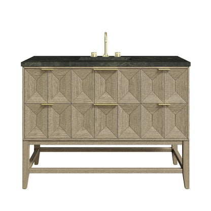 James Martin - Emmeline 48" Single Vanity, Pebble Oak, w/ 3 CM Phantome Eclos Top - D100-V48-PBO-3PHT view 1