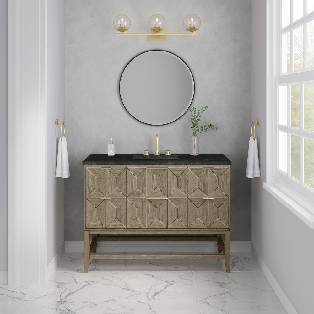 James Martin - Emmeline 48" Single Vanity, Pebble Oak, w/ 3 CM Phantome Eclos Top - D100-V48-PBO-3PHT view 3