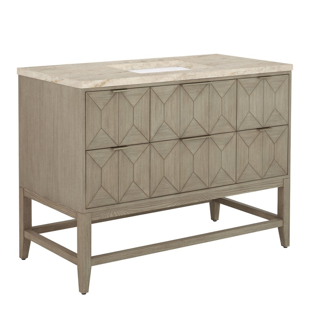 James Martin - Emmeline 48" Single Vanity, Pebble Oak, w/ 3 CM Tajnar Eclos Top - D100-V48-PBO-3TJR view 8