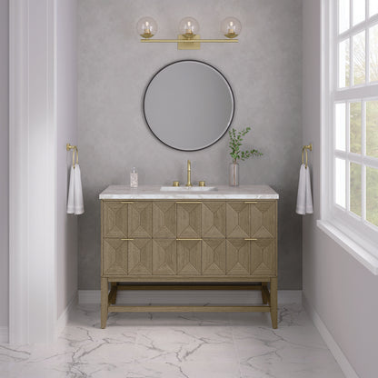 James Martin - Emmeline 48" Single Vanity, Pebble Oak w/ 3 CM Victorian Silver Silestone Top - D100-V48-PBO-3VSL view 3