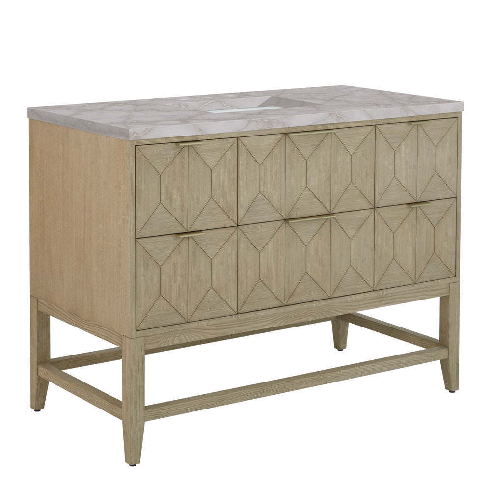 James Martin - Emmeline 48" Single Vanity, Pebble Oak w/ 3 CM Victorian Silver Silestone Top - D100-V48-PBO-3VSL view 9