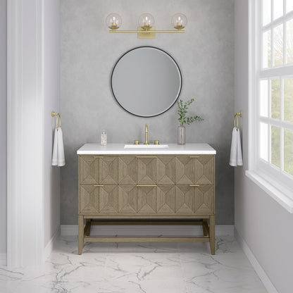 James Martin - Emmeline 48" Single Vanity, Pebble Oak w/ 3 CM White Zeus Silestone Top - D100-V48-PBO-3WZ view 4