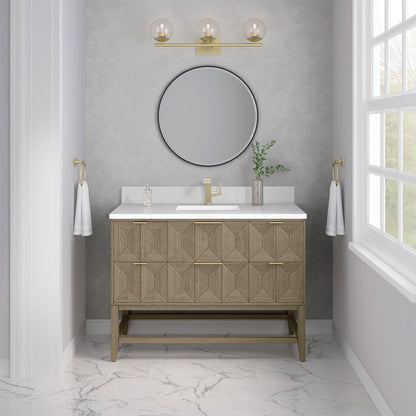 James Martin - Emmeline 48" Single Vanity, Pebble Oak w/ Single Hole 3 CM White Zeus Silestone Top & Backsplash - D100-V48-PBO-1WZ view 2