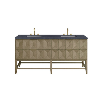 James Martin - Emmeline 72" Double Vanity, Pebble Oak w/ 3 CM Charcoal Soapstone Top - D100-V72-PBO-3CSP view 2