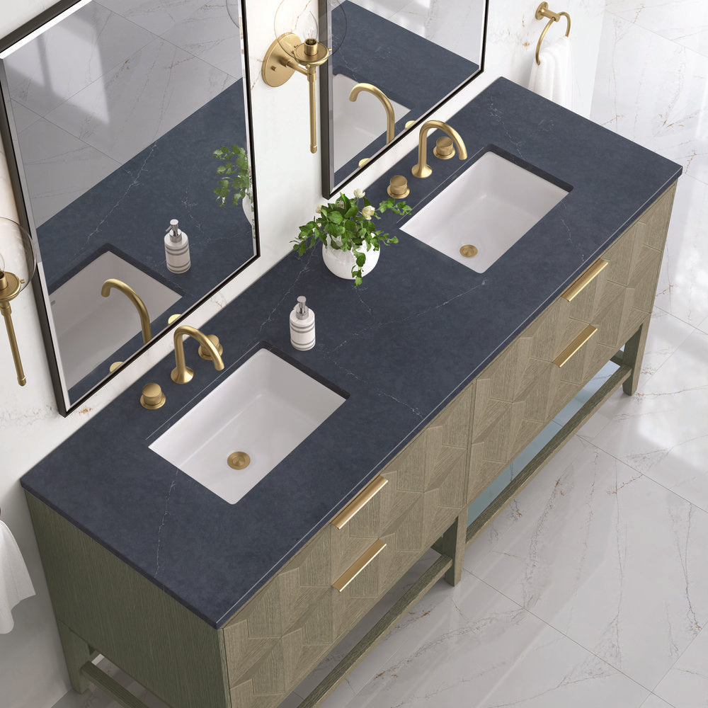 James Martin - Emmeline 72" Double Vanity, Pebble Oak w/ 3 CM Charcoal Soapstone Top - D100-V72-PBO-3CSP view 6